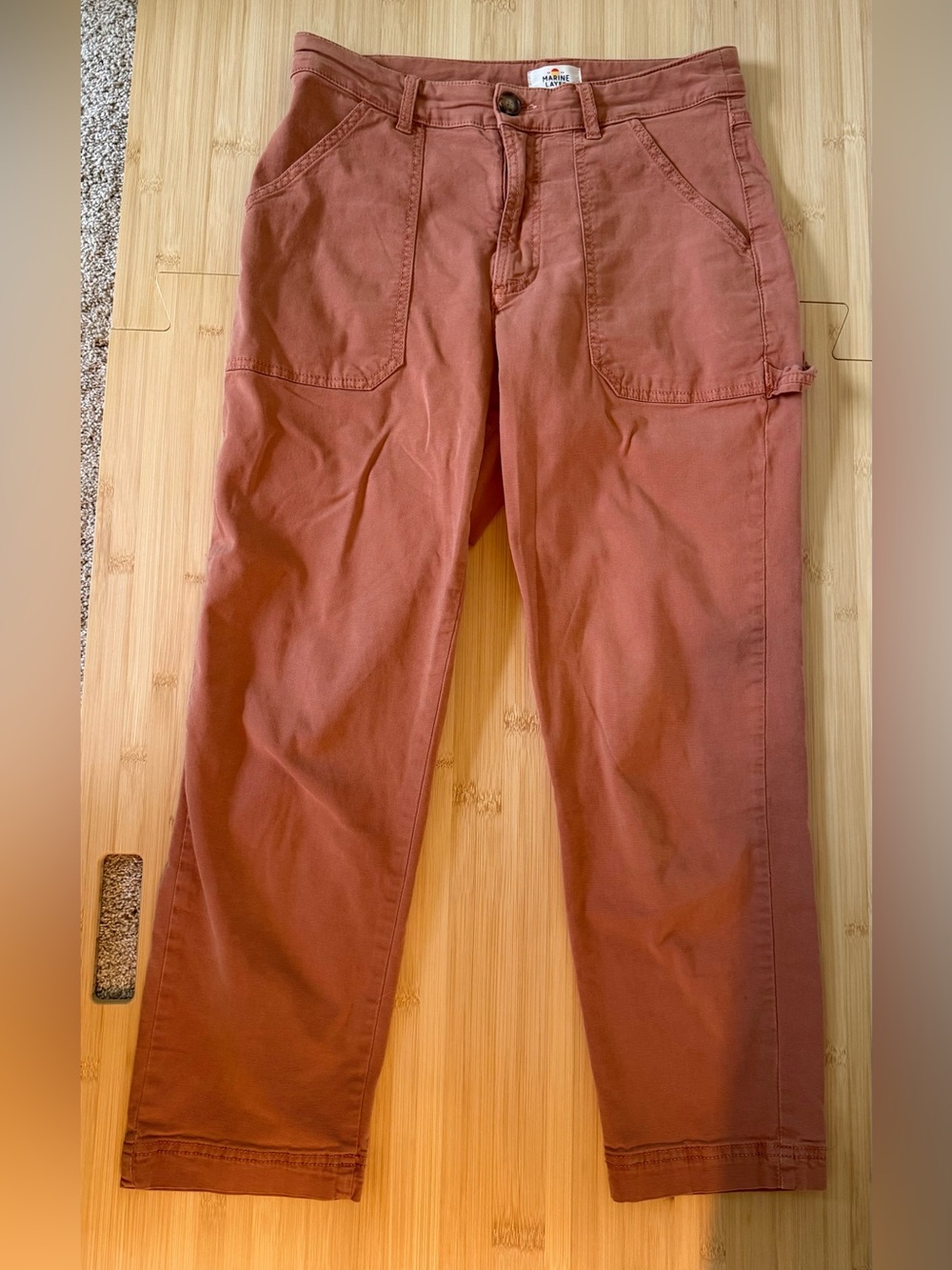 Marine Layer Baggy Utility Pant Terracotta Peachy Rust Pink Color Size 8 Medium